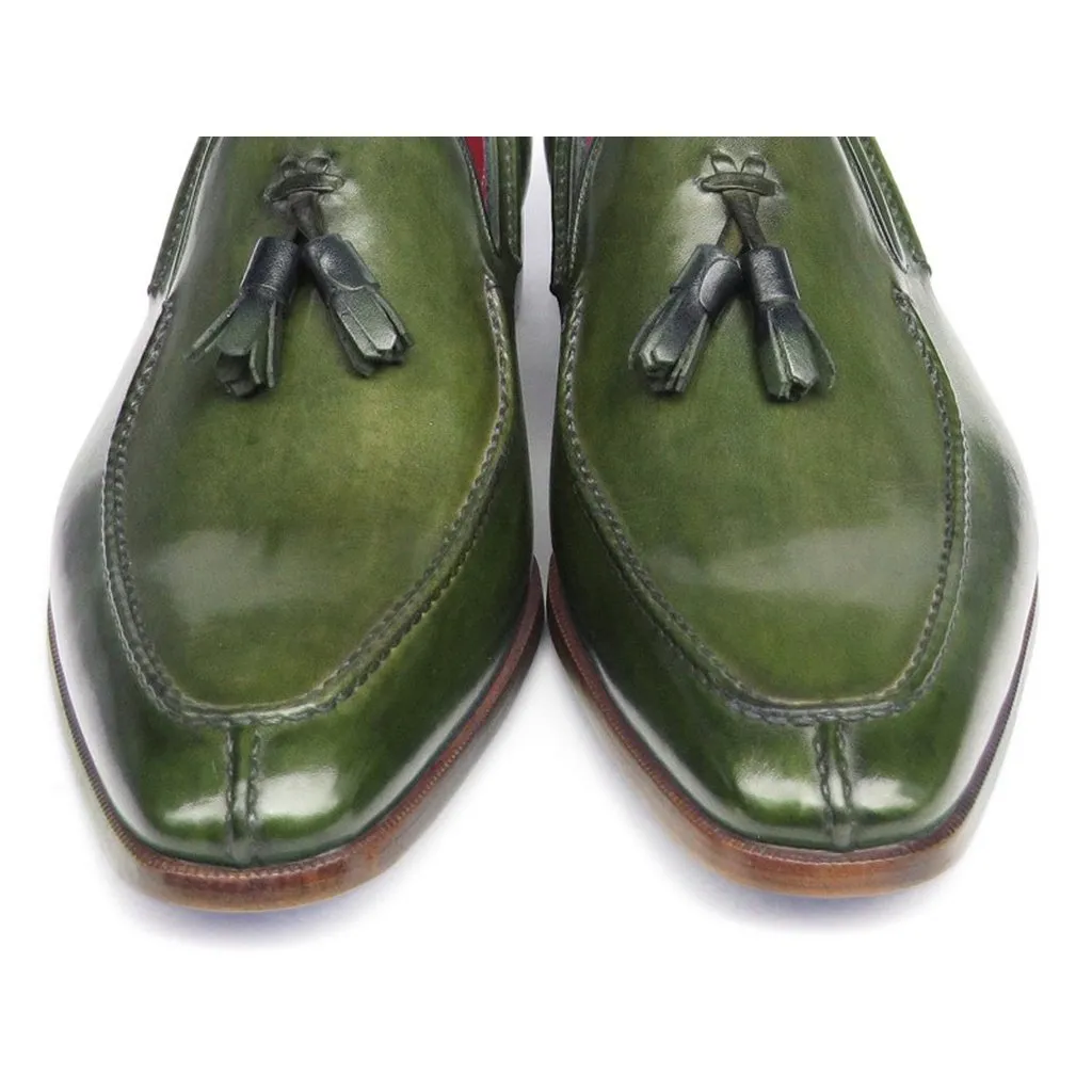 Paul Parkman Men's Tassel Loafer Green Leather (ID#083-GREEN)