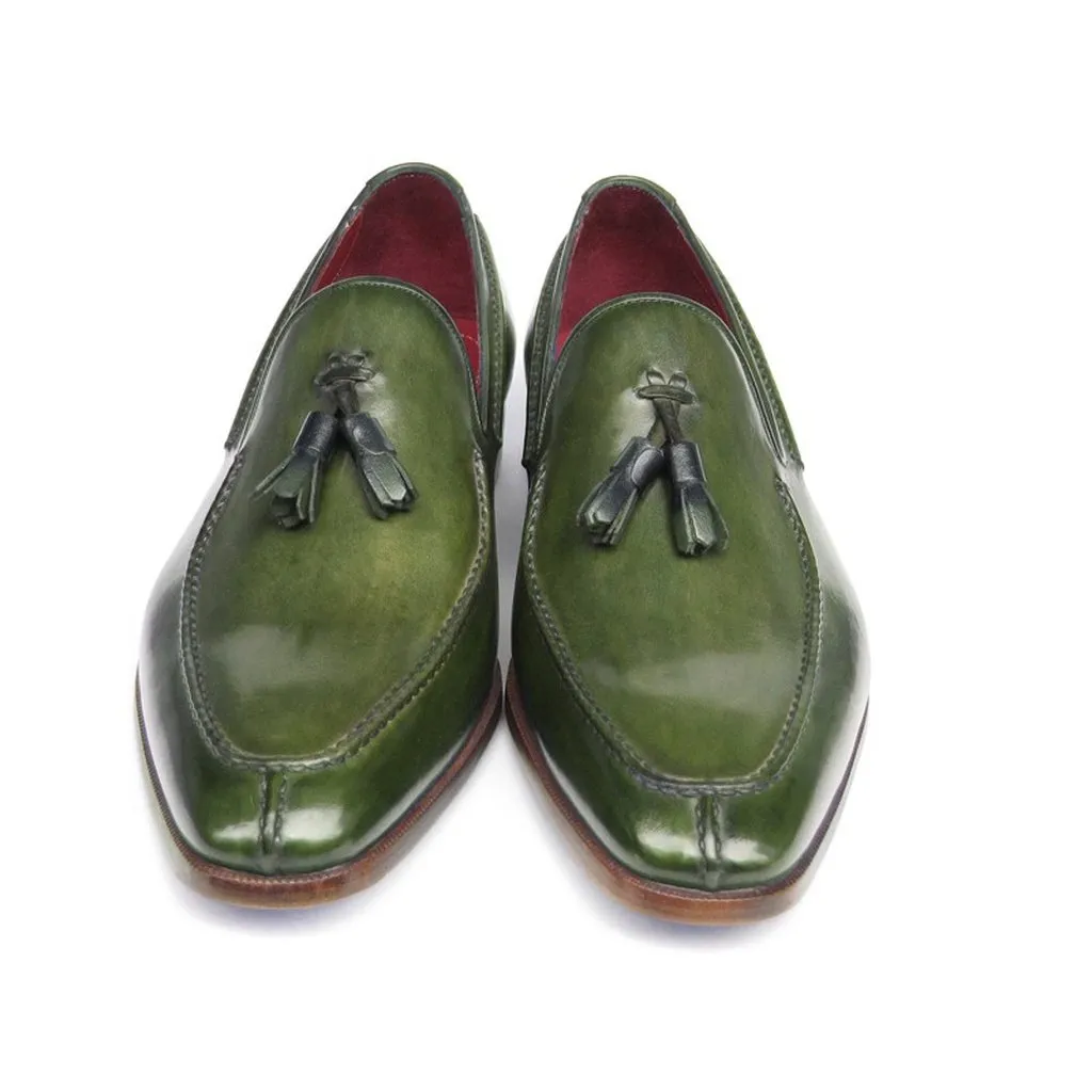 Paul Parkman Men's Tassel Loafer Green Leather (ID#083-GREEN)