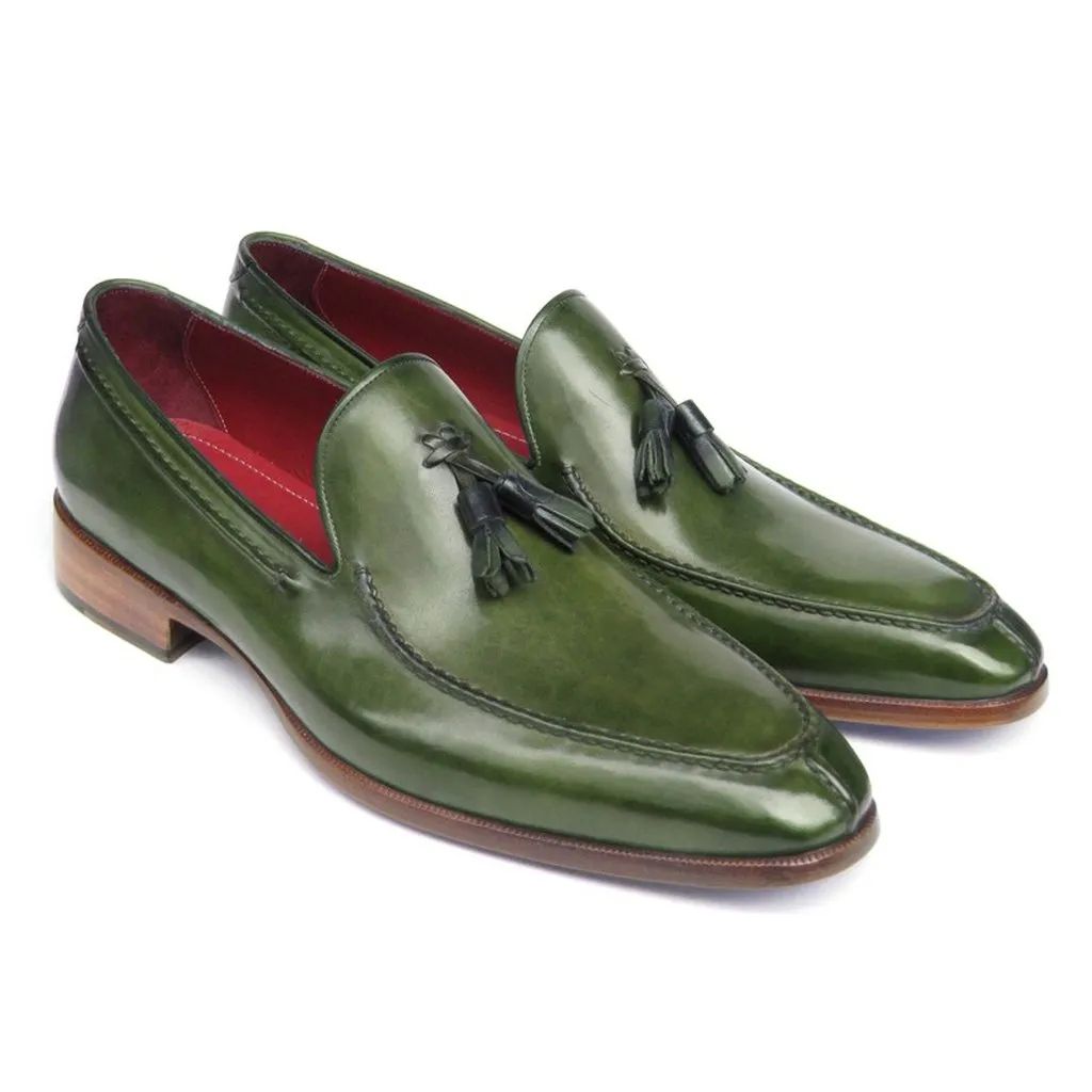 Paul Parkman Men's Tassel Loafer Green Leather (ID#083-GREEN)