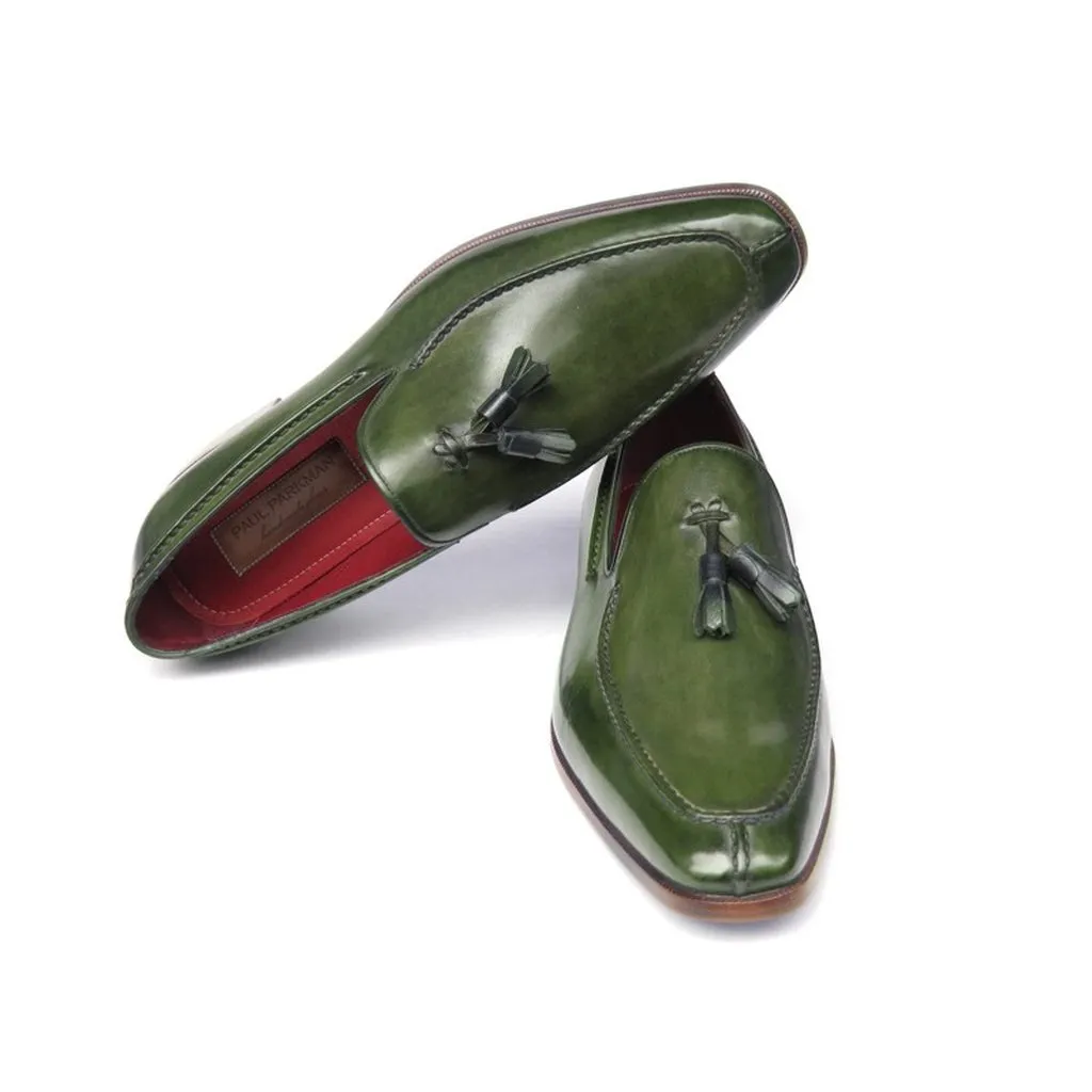 Paul Parkman Men's Tassel Loafer Green Leather (ID#083-GREEN)