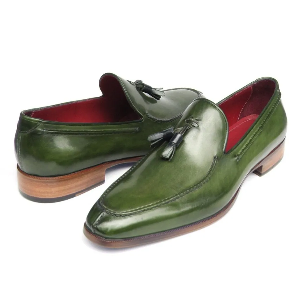 Paul Parkman Men's Tassel Loafer Green Leather (ID#083-GREEN)