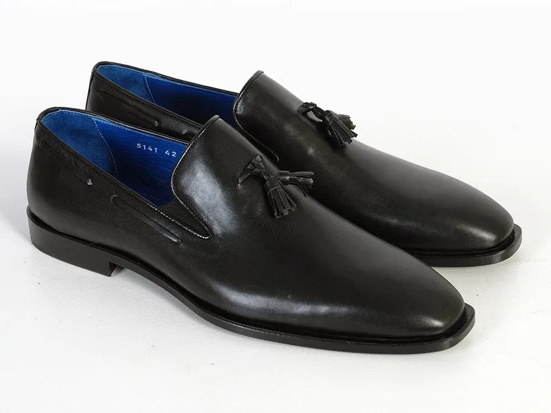 Paul Parkman Tassel Black Leather Sole Leather Upper Loafer