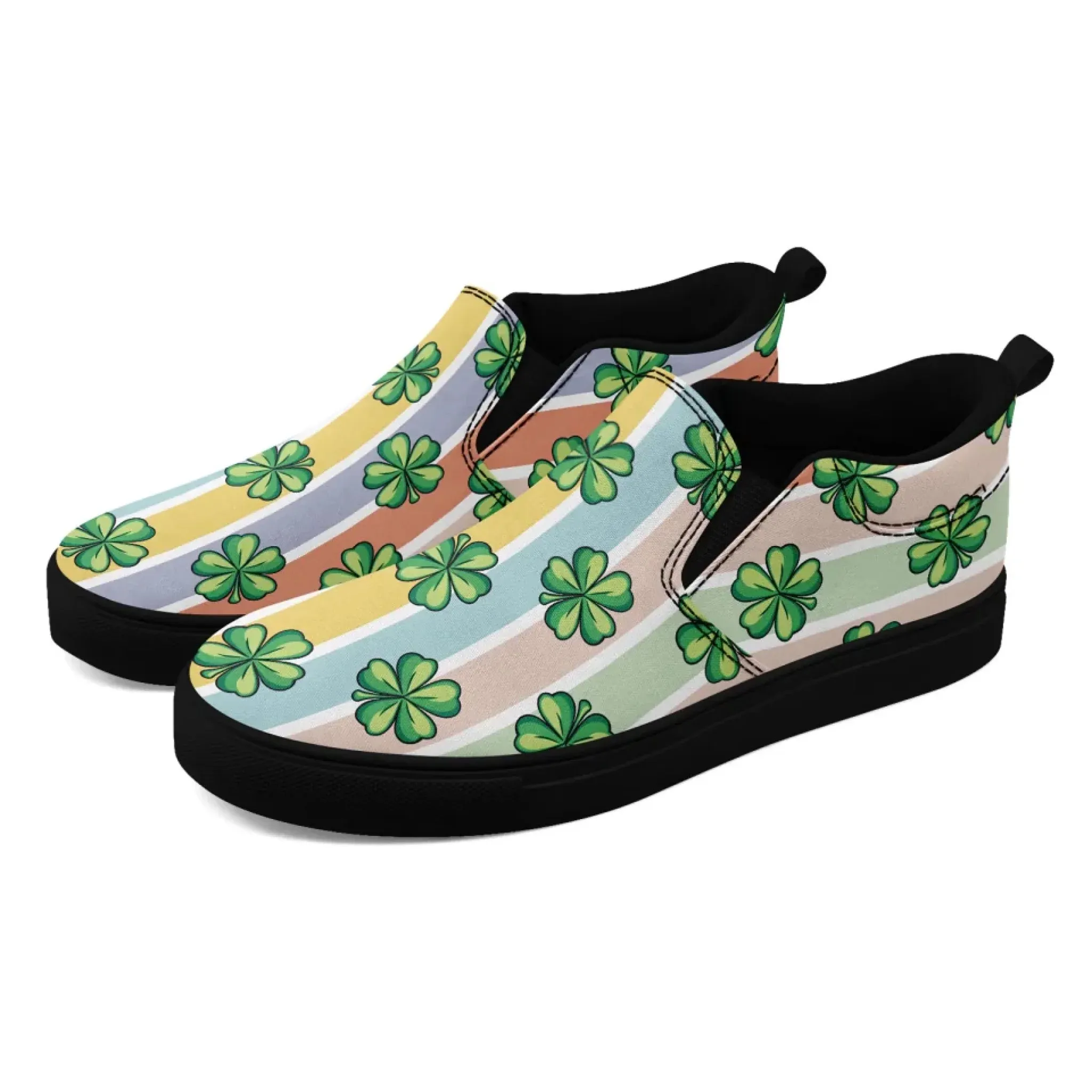 Personalized St.Patrick's Day Sneakers, Custom Canvas Slip On Shoes, Stylish and Green Shoes