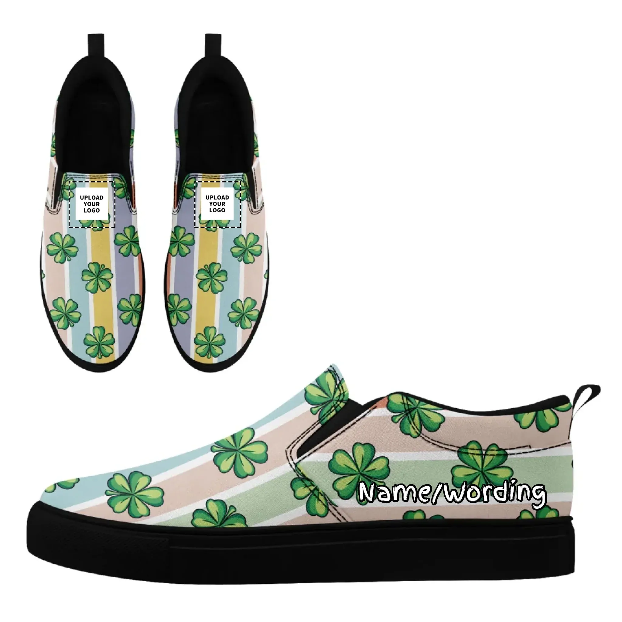 Personalized St.Patrick's Day Sneakers, Custom Canvas Slip On Shoes, Stylish and Green Shoes