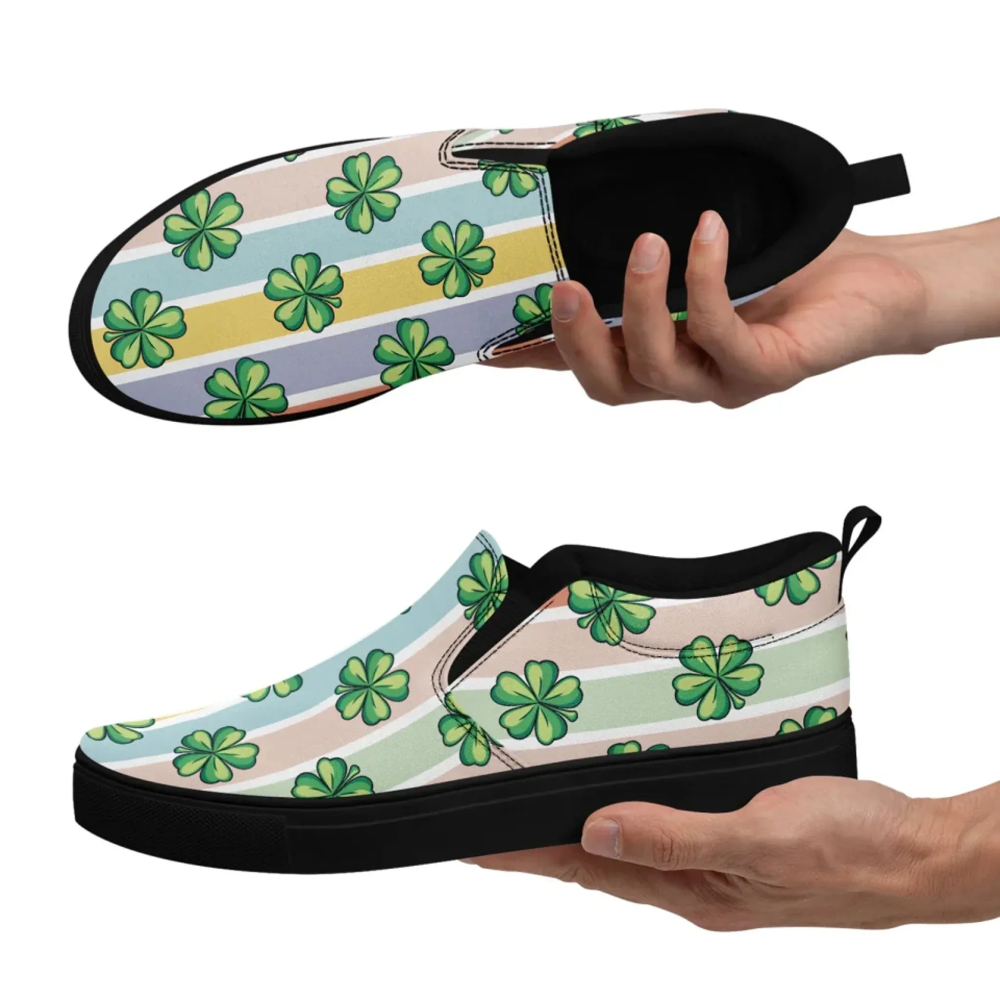 Personalized St.Patrick's Day Sneakers, Custom Canvas Slip On Shoes, Stylish and Green Shoes