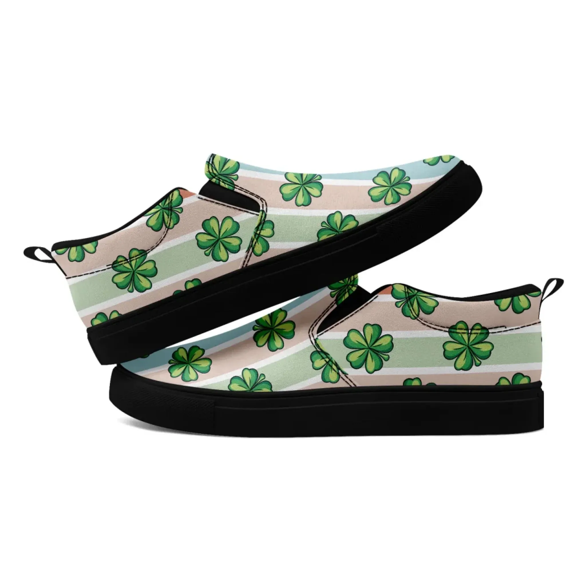 Personalized St.Patrick's Day Sneakers, Custom Canvas Slip On Shoes, Stylish and Green Shoes