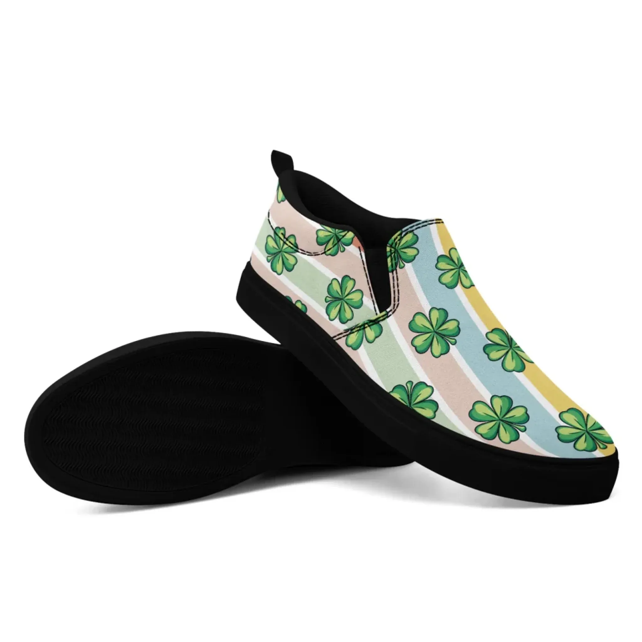 Personalized St.Patrick's Day Sneakers, Custom Canvas Slip On Shoes, Stylish and Green Shoes