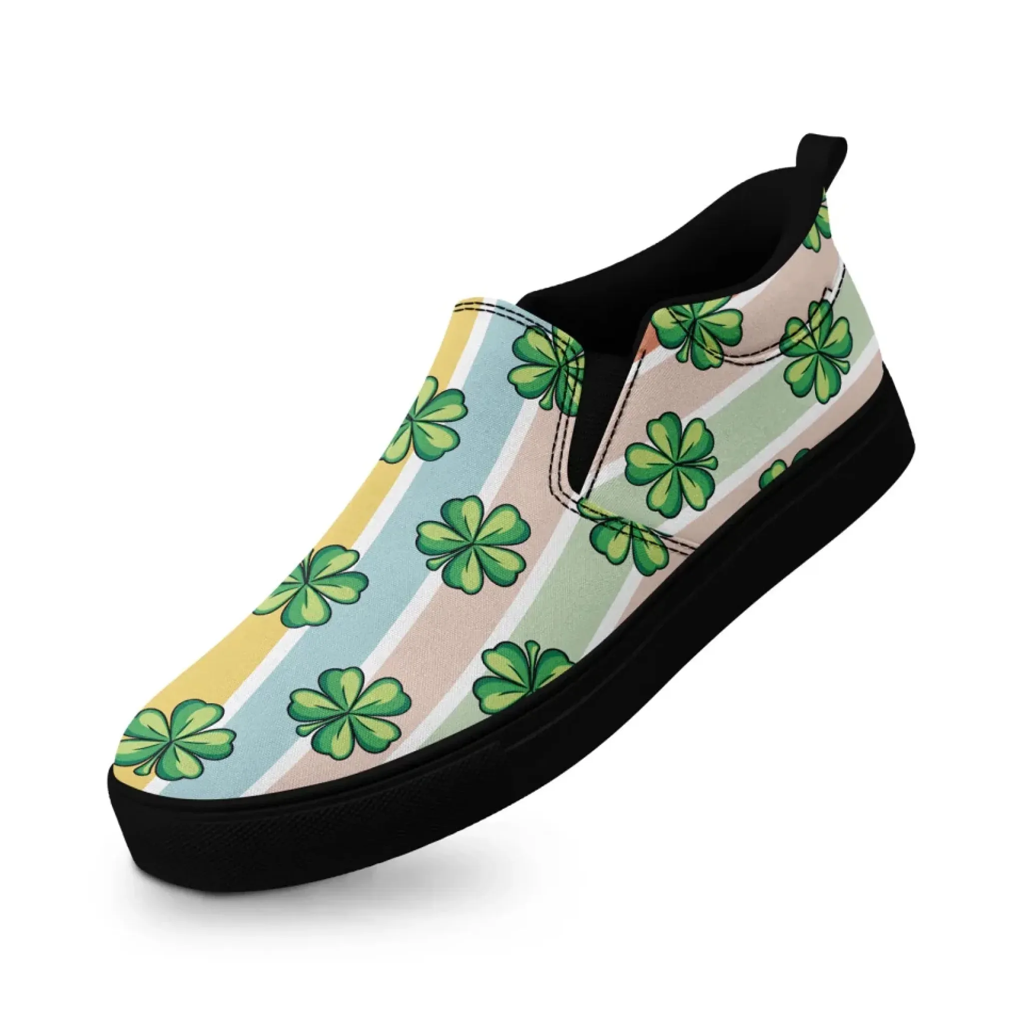 Personalized St.Patrick's Day Sneakers, Custom Canvas Slip On Shoes, Stylish and Green Shoes