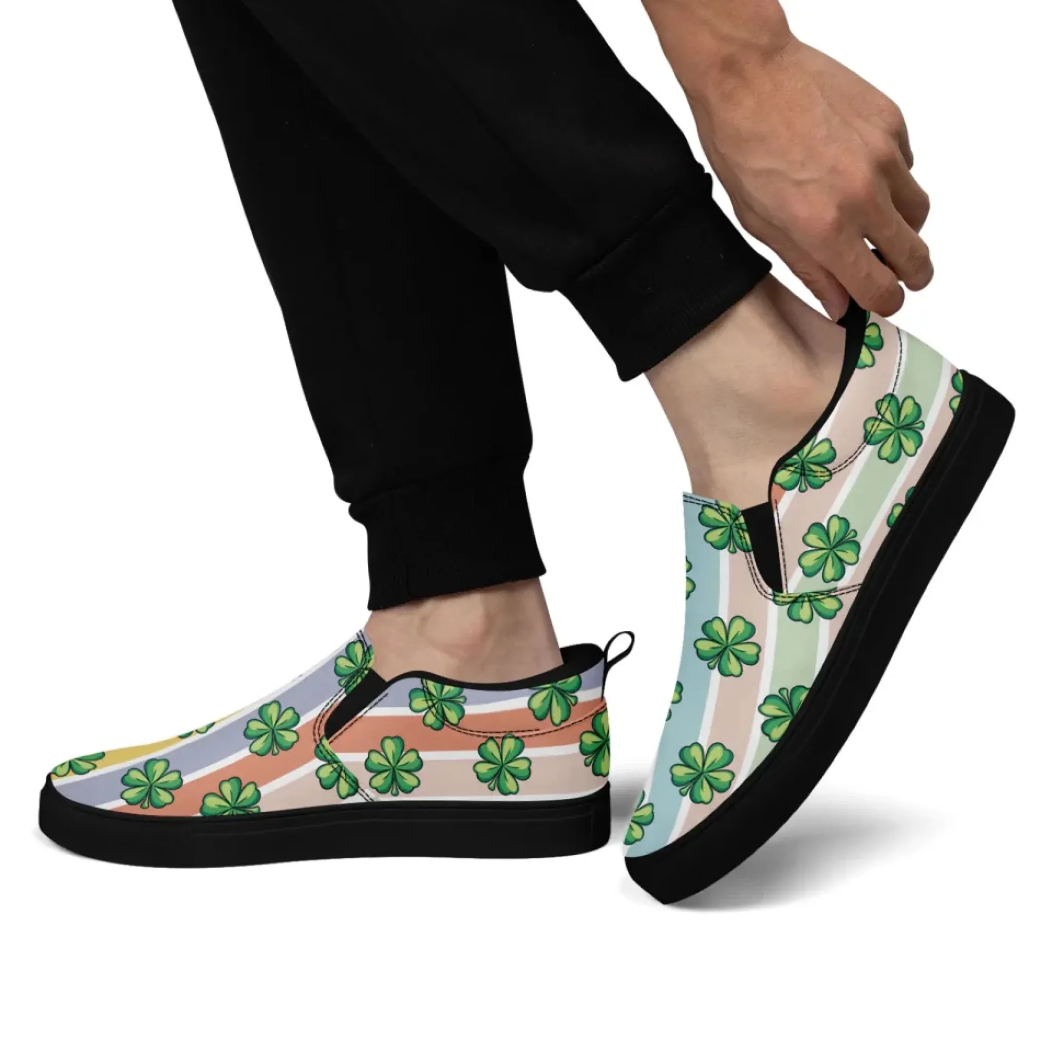 Personalized St.Patrick's Day Sneakers, Custom Canvas Slip On Shoes, Stylish and Green Shoes