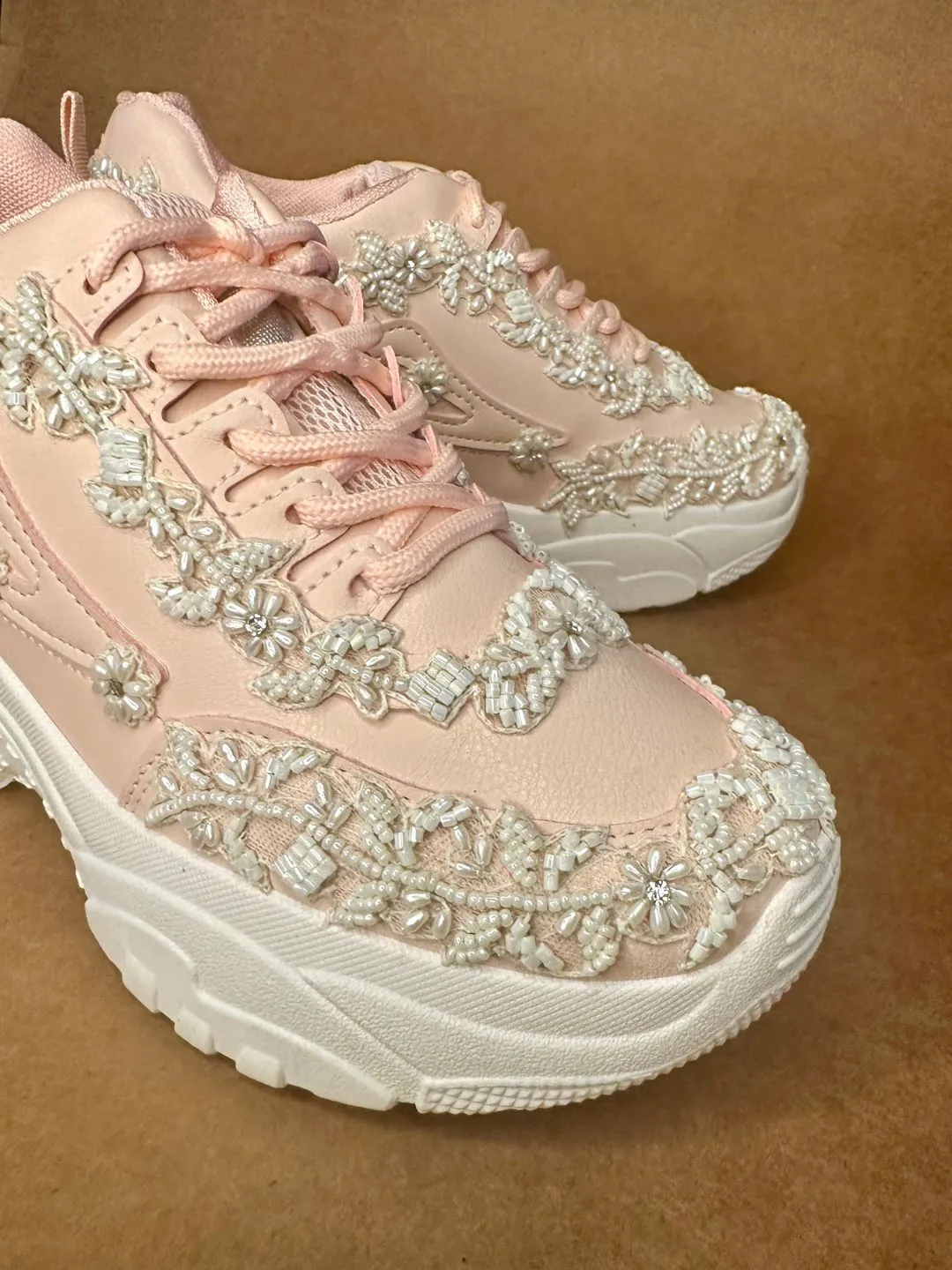 Pink & White Elegant Sneakers