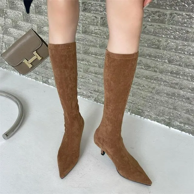 Pointed Toe Suede Thigh High Boots