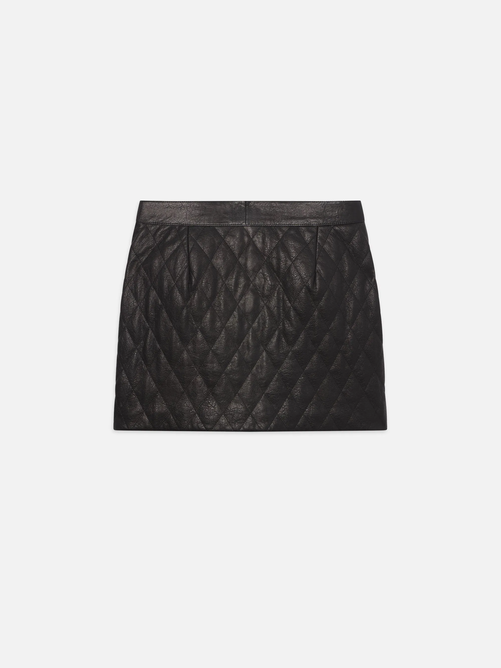 Quilted Leather Skirt -- Black