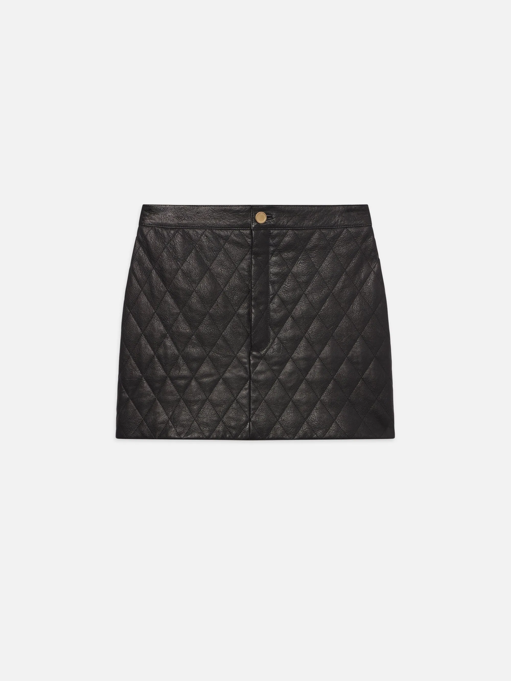 Quilted Leather Skirt -- Black