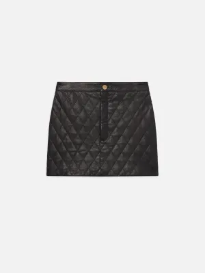 Quilted Leather Skirt -- Black