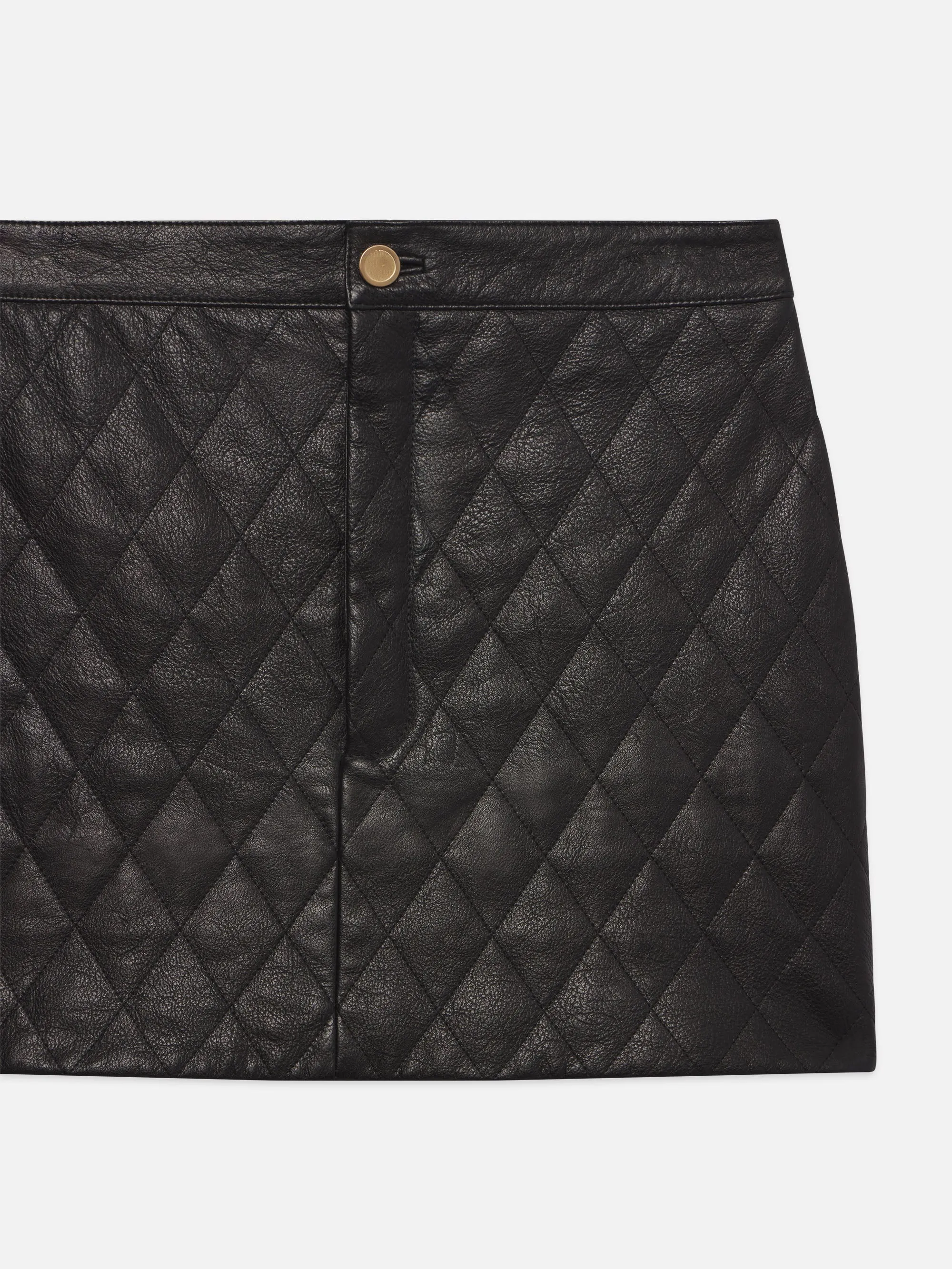 Quilted Leather Skirt -- Black