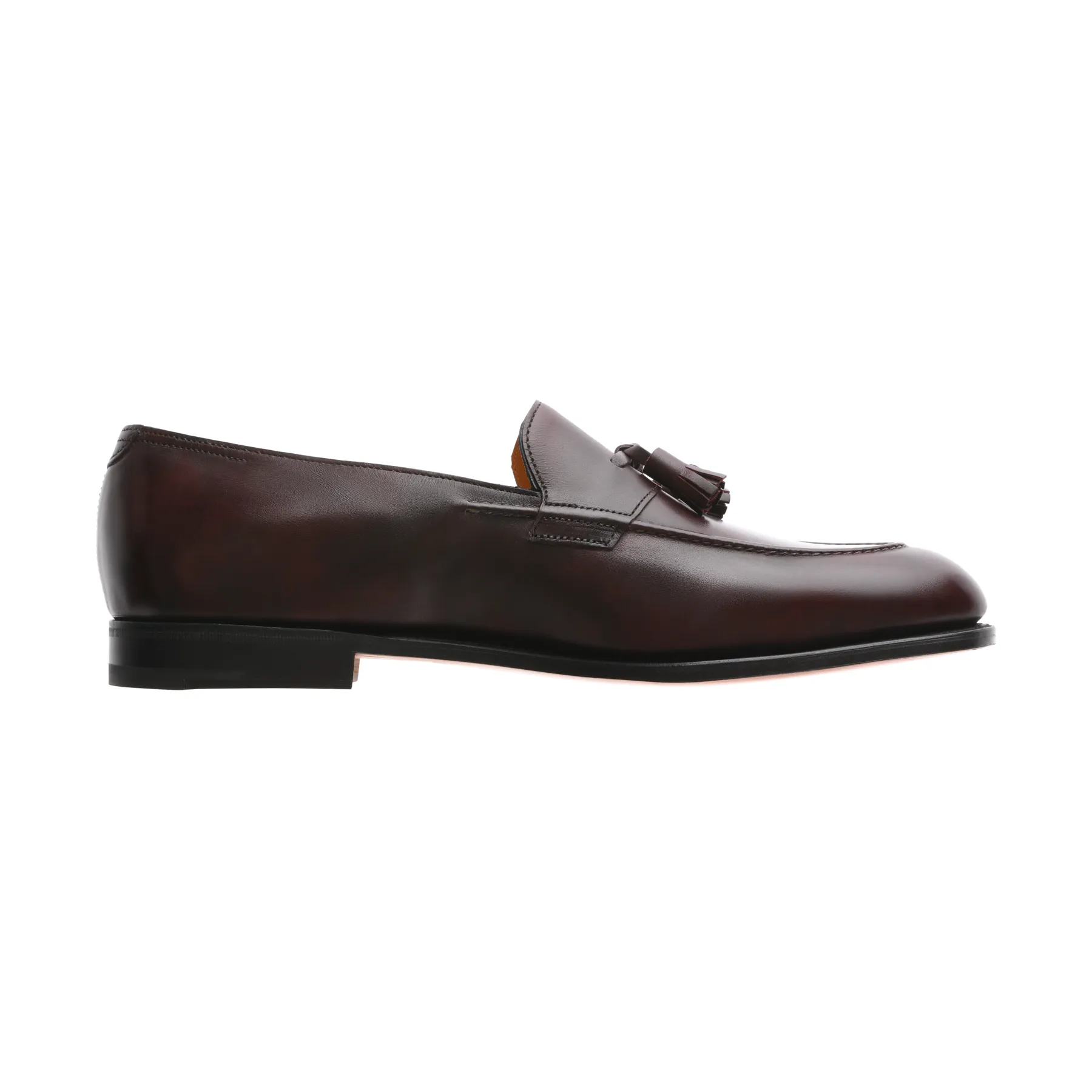 "Callington" Leather Loafer with Hand-Stitched Apron in Plum Red