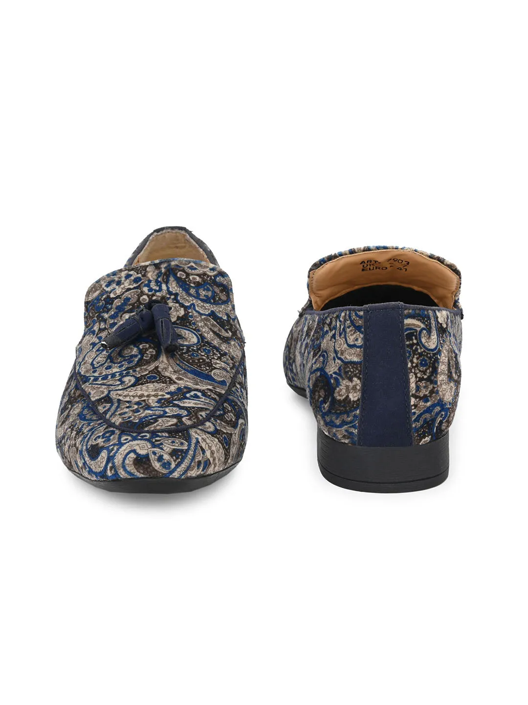 Royal Blue Paisley Tassel Loafers