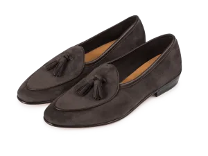 Sagan Classic Tassel Loafers in Bark Grey Asteria Suede