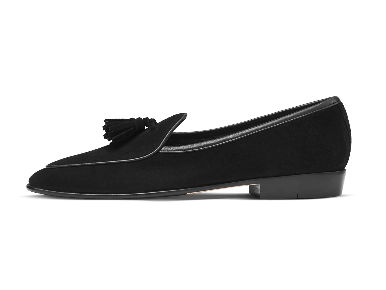 Sagan Classic Tassel Loafers in Obsidian Black Asteria Suede