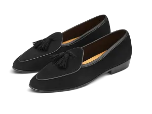 Sagan Classic Tassel Loafers in Obsidian Black Asteria Suede