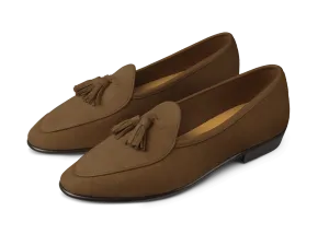 Sagan Classic Tassel Loafers in Tan Asteria Suede