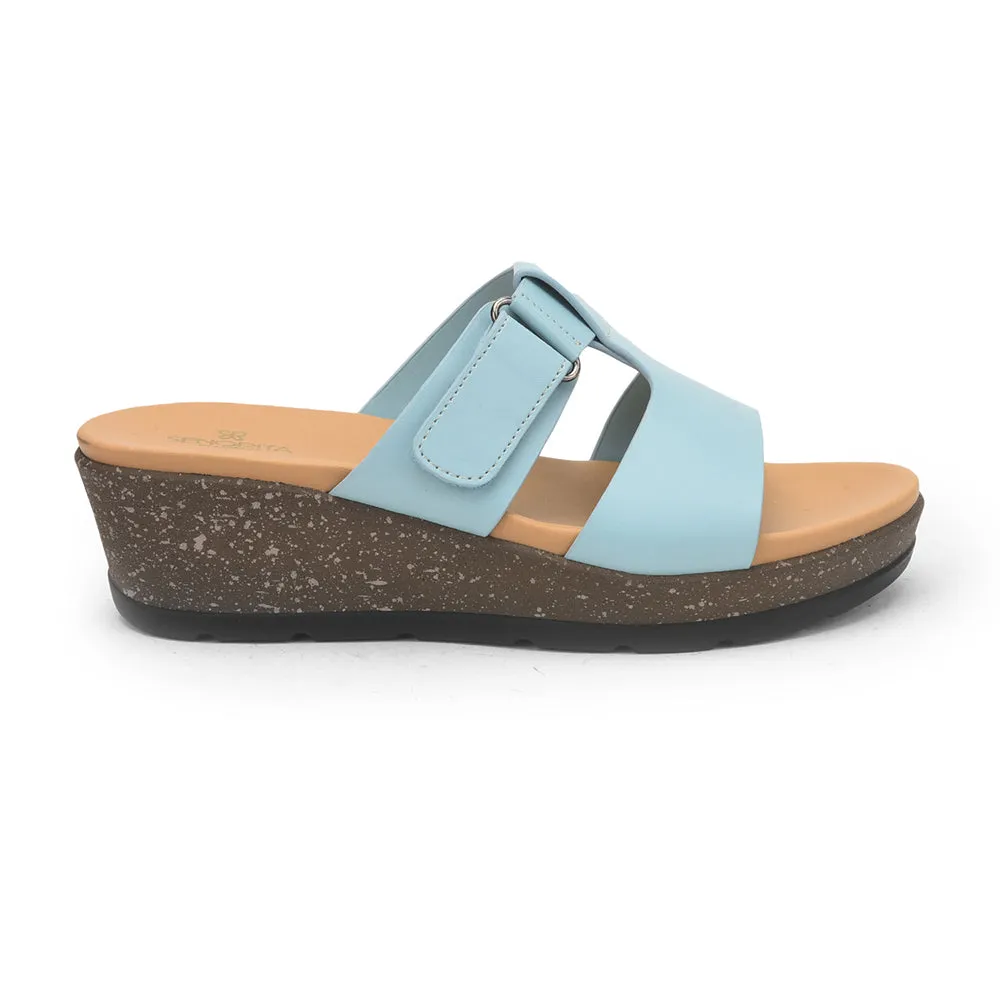 Senorita Casual Sea Blue Wedge Heels For Women DZL-860 By Liberty