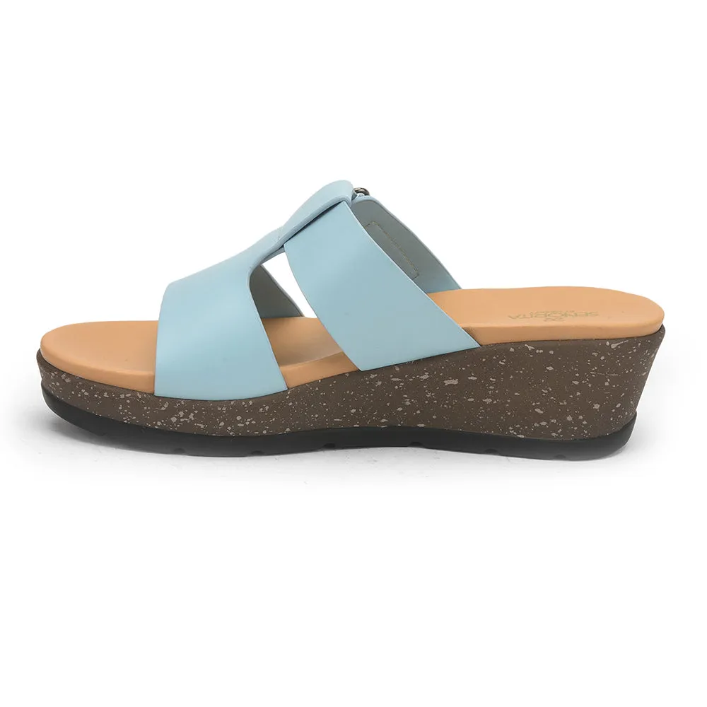 Senorita Casual Sea Blue Wedge Heels For Women DZL-860 By Liberty