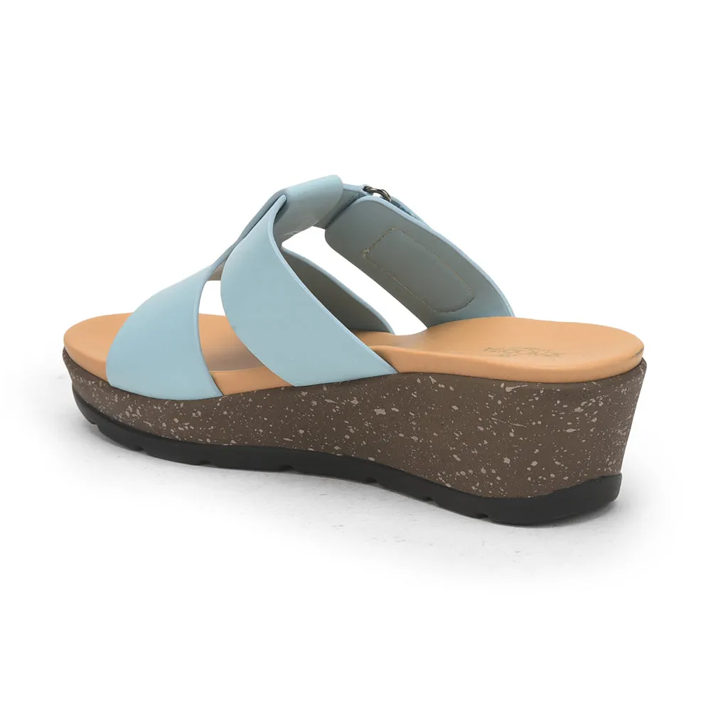 Senorita Casual Sea Blue Wedge Heels For Women DZL-860 By Liberty