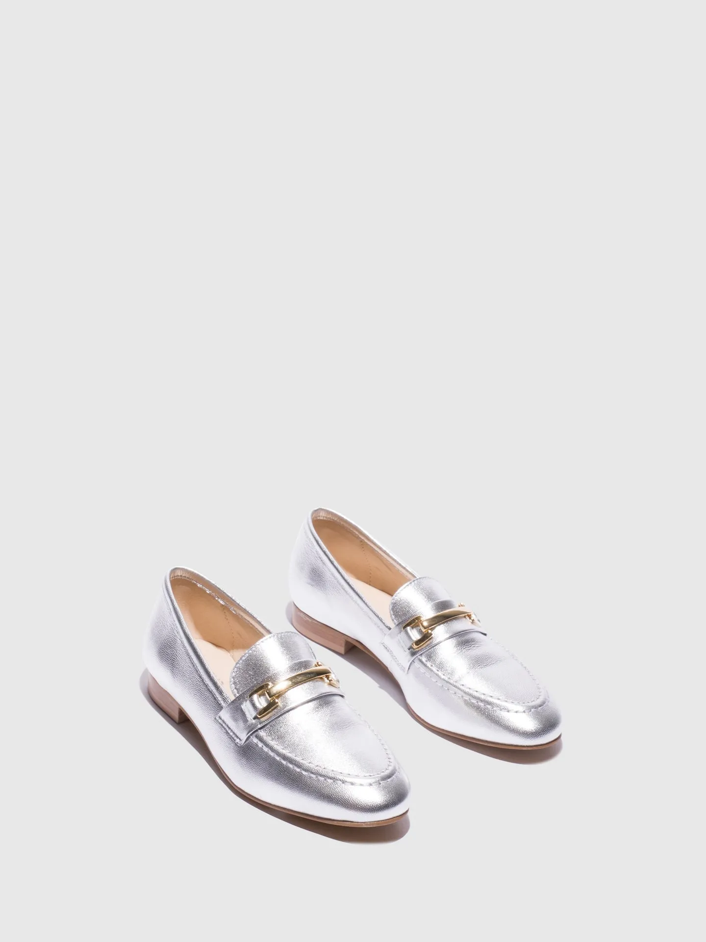 Silver Metallic Detail Loafers