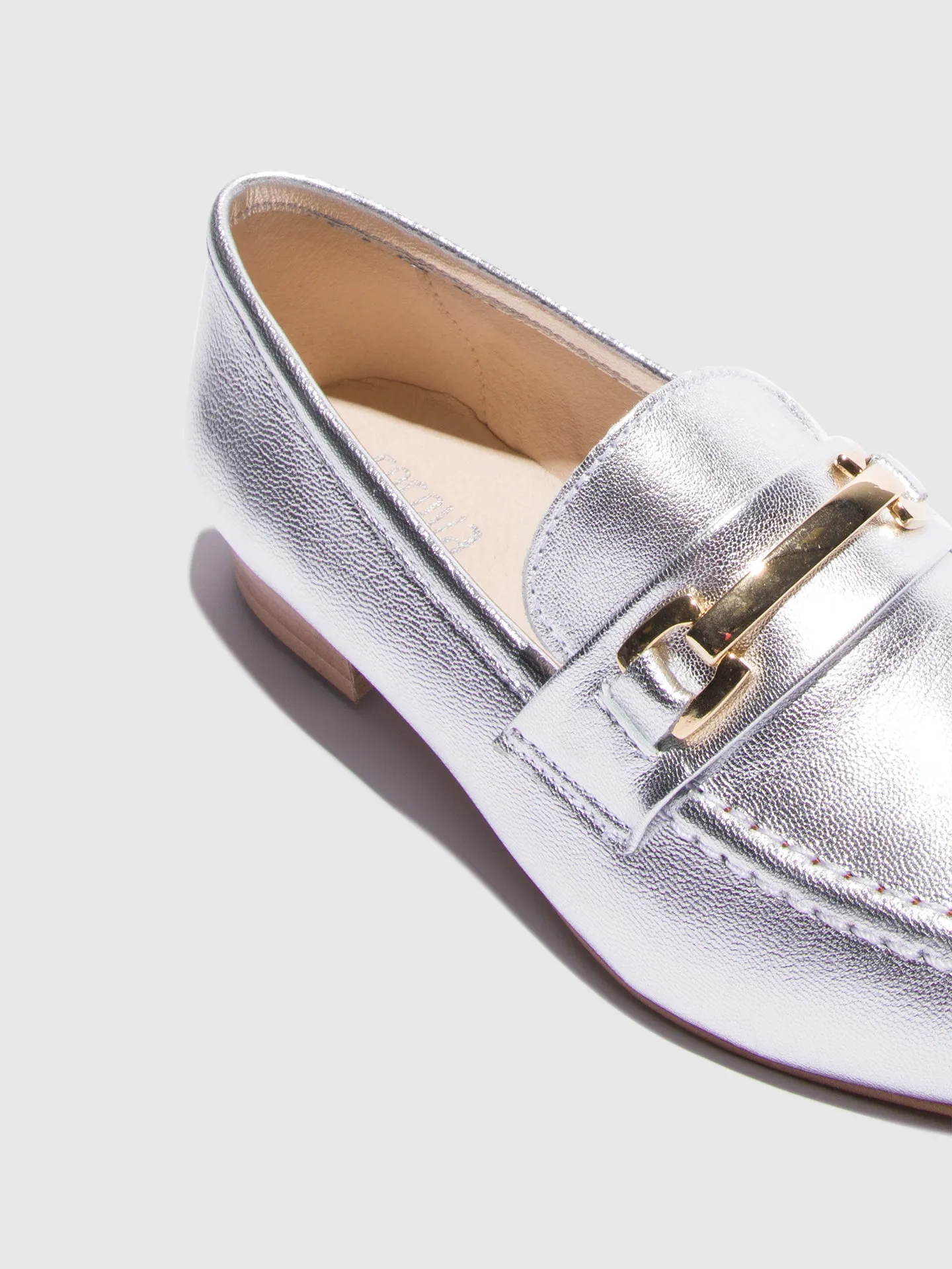 Silver Metallic Detail Loafers