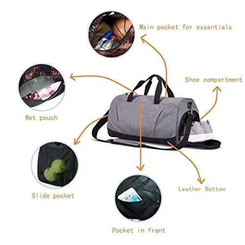 Sports Gym Bag with Shoes Compartment Multi-use Travel Duffel Bag for Men and Women