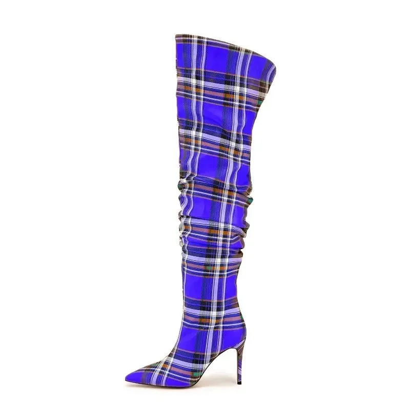 Tart- the Tartan Plaid Over the Knee High Heeled Boots 3 Color Ways