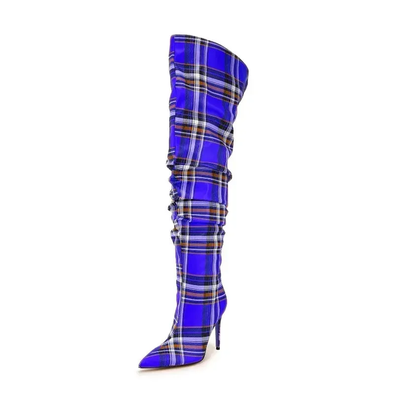 Tart- the Tartan Plaid Over the Knee High Heeled Boots 3 Color Ways