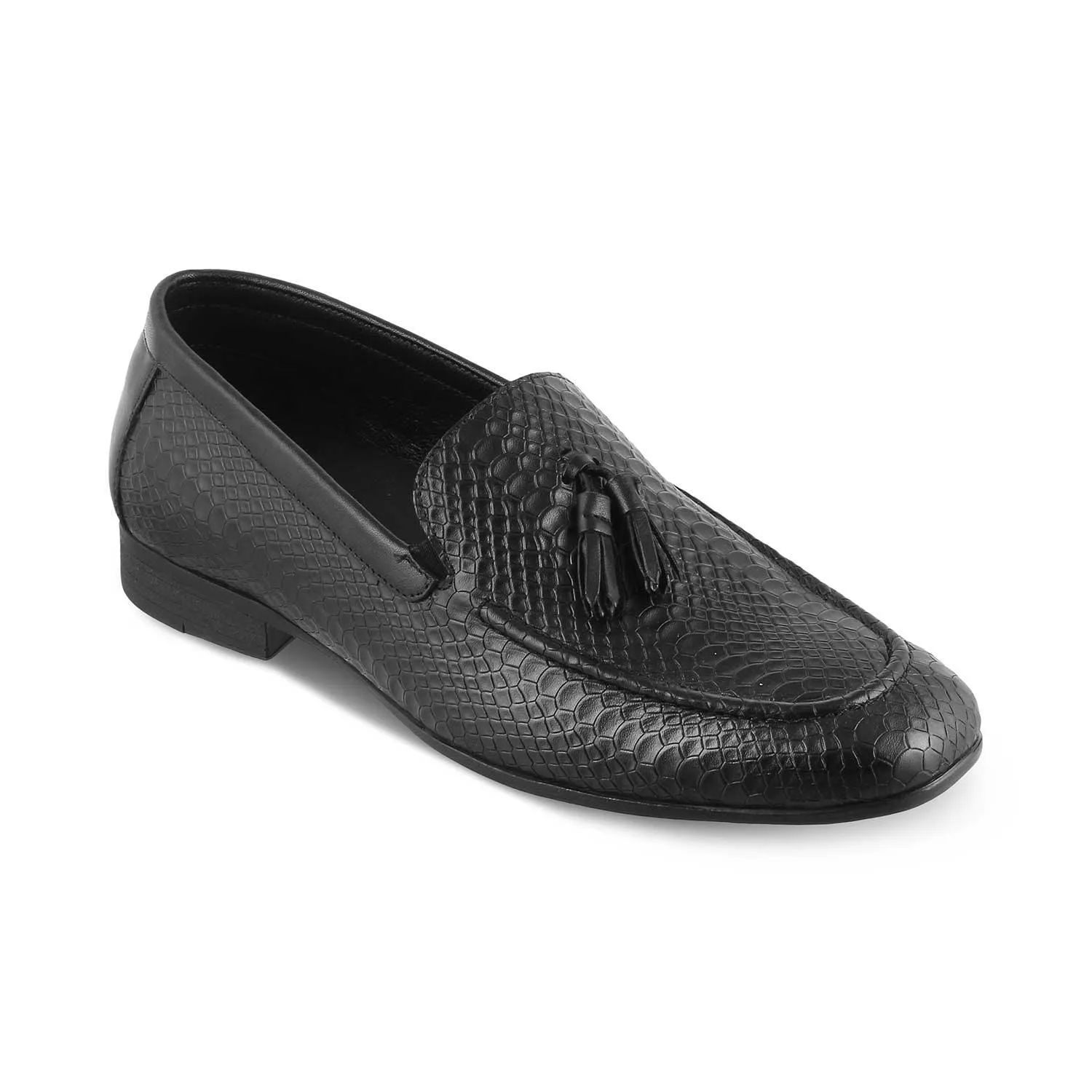 The Cytas Black Men's Leather Tassel Loafers Tresmode