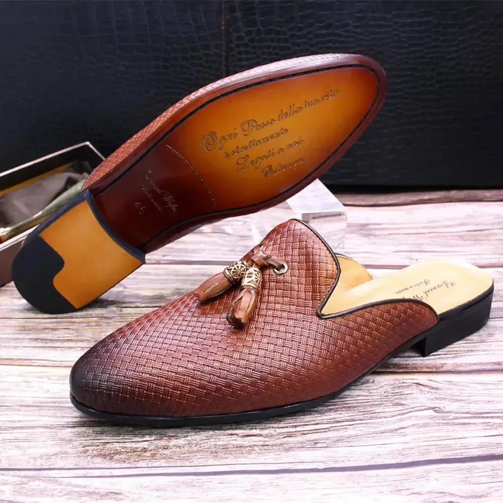 The Momo - Luxury leather tassel men's mules/backless loafers