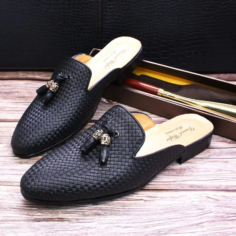 The Momo - Luxury leather tassel men's mules/backless loafers