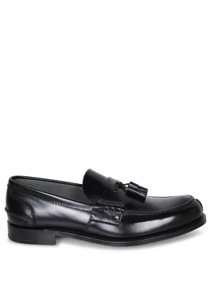 Tiverton Black Leather Loafers with Tassels