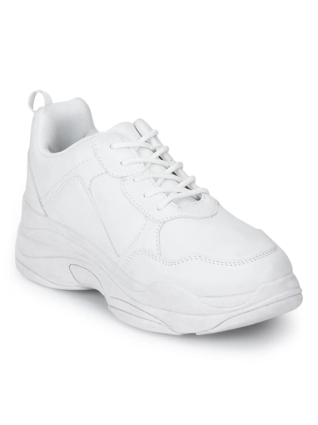 Total White Lace-Up Sneakers