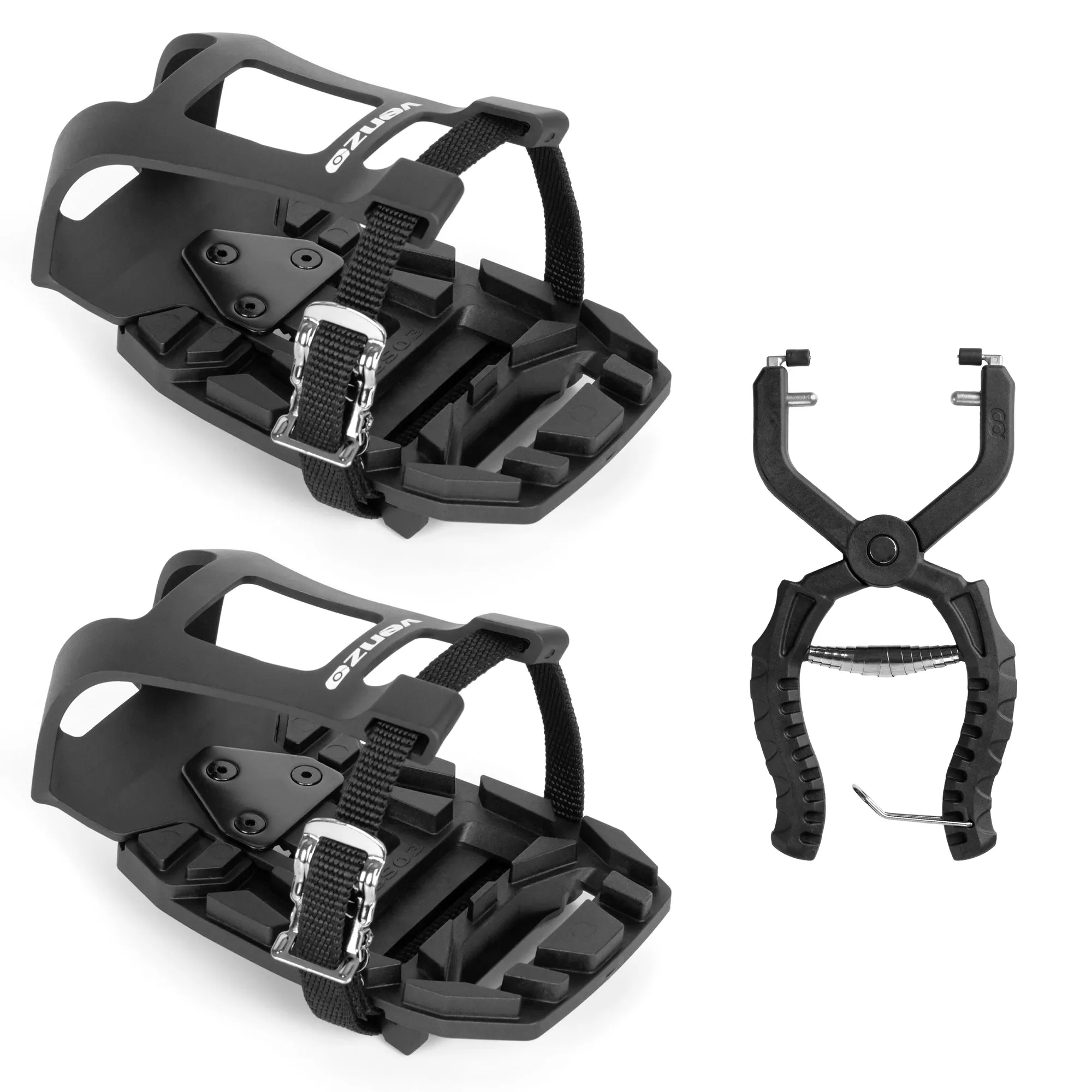 Venzo Bike Bicycle Toe Clips Cage with Creative Removal Tool Set Compatible with Shimano SPD-SL Pedals - Indoor Fitness Exercise Bikes Adjustable Pedal Adapters - Ride with Sneakers