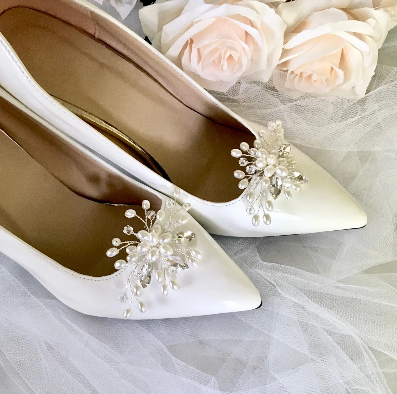 Wedding Accessories - Pearl and Crystal Bridal Shoe Clips