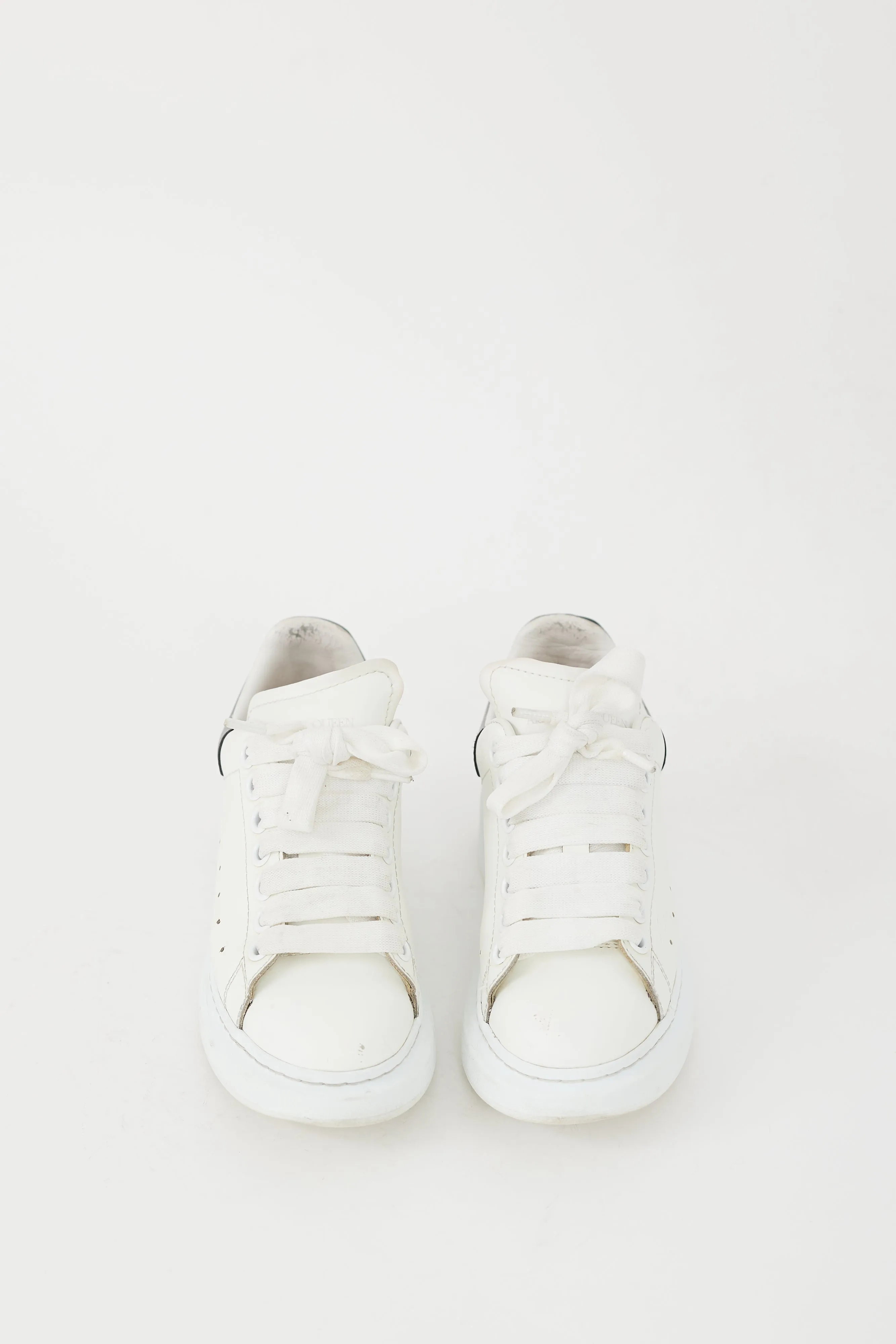 White & Silver Metallic Leather Oversized Sneaker