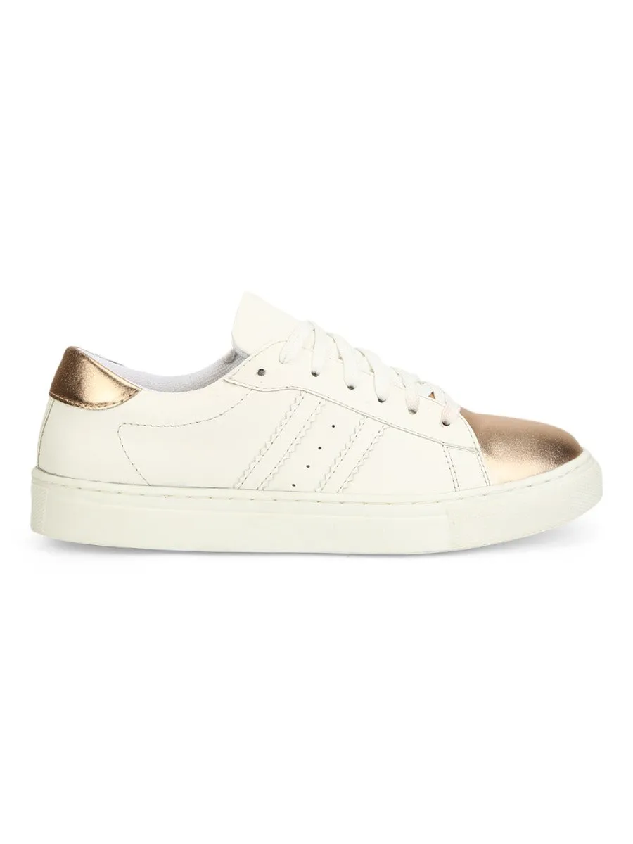 White Rosegold PU Trainers