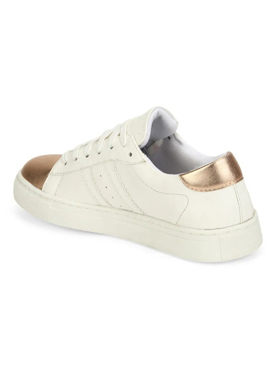 White Rosegold PU Trainers