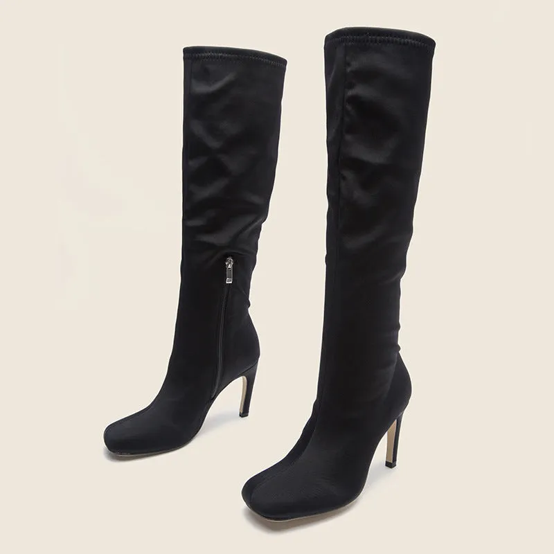 Widened Solid Color Knee High Boots