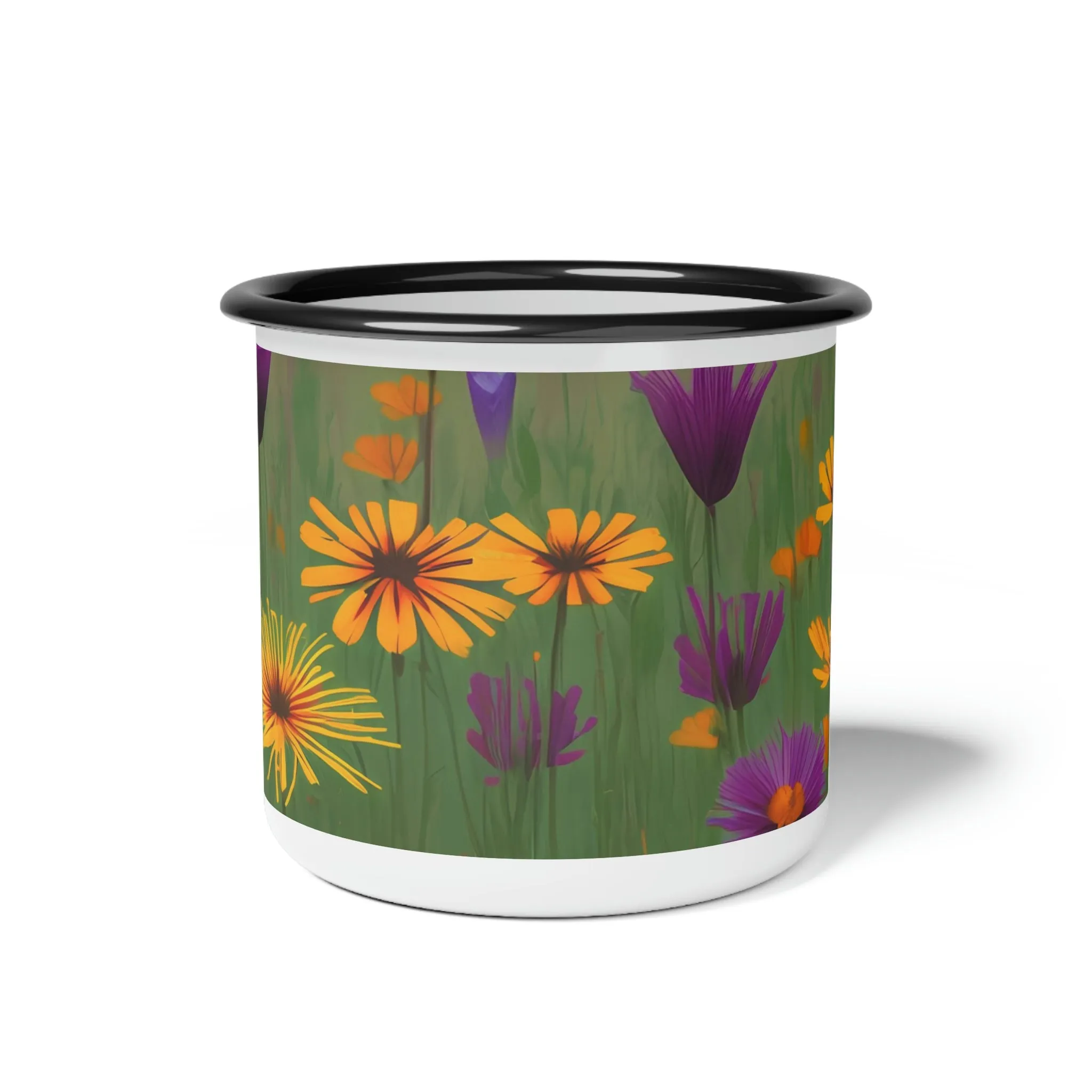 Wildflowers, Enamel Camping Mug for Coffee, Tea, Cocoa, or Cereal - 12oz