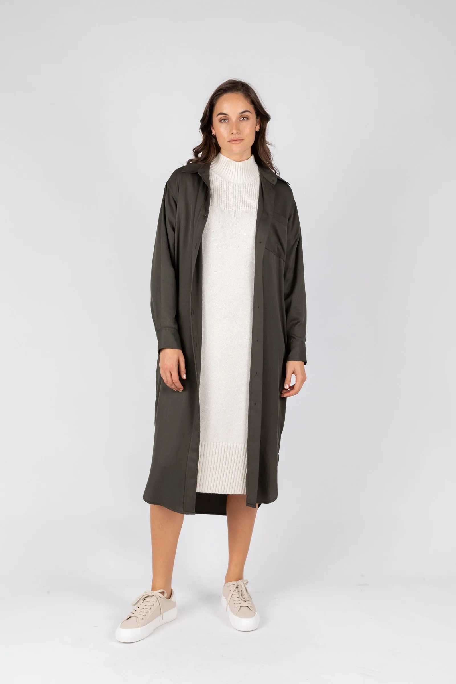 Willow Rib Panel Knit Dress - Ivory
