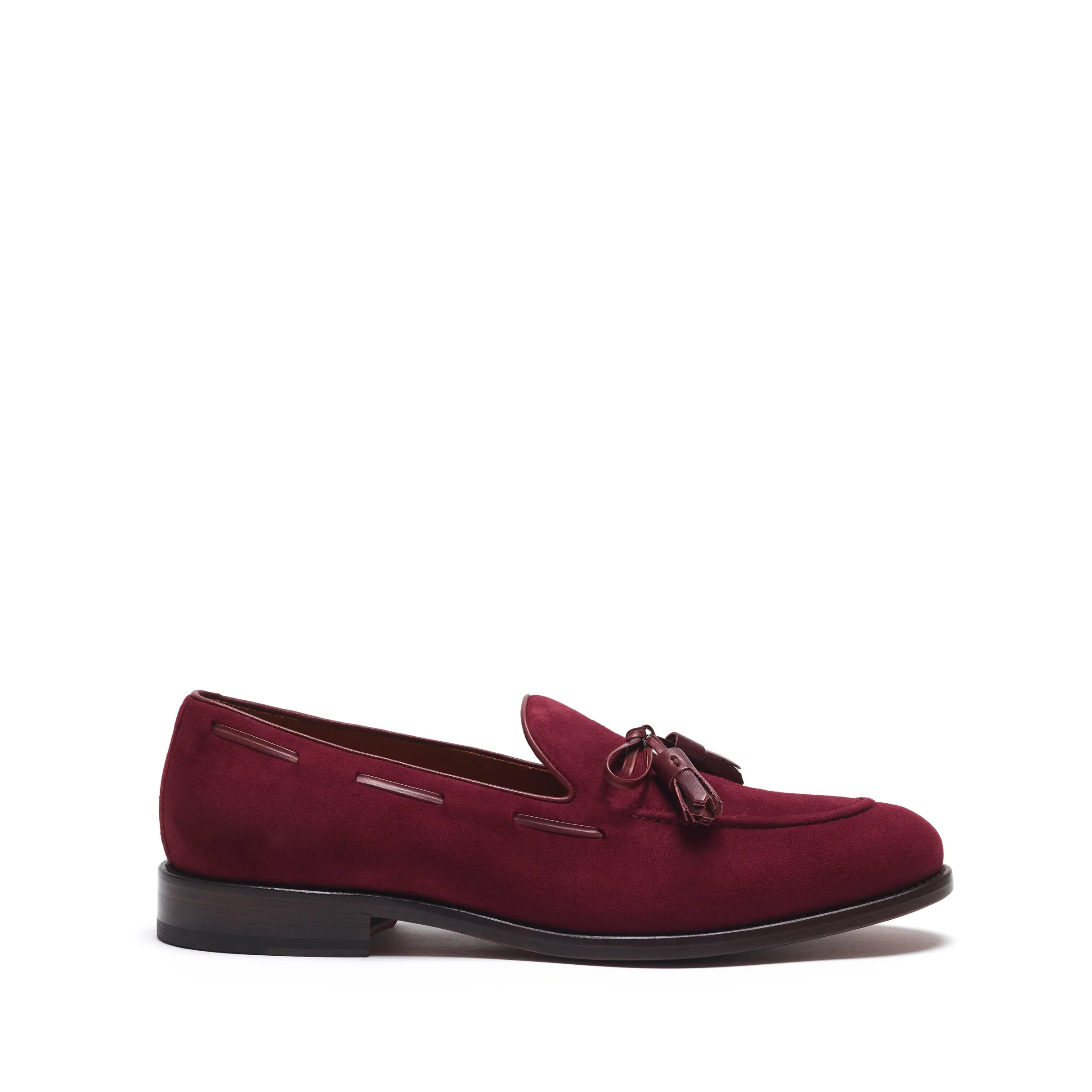 Wine Suede Laced Tassel Loafer