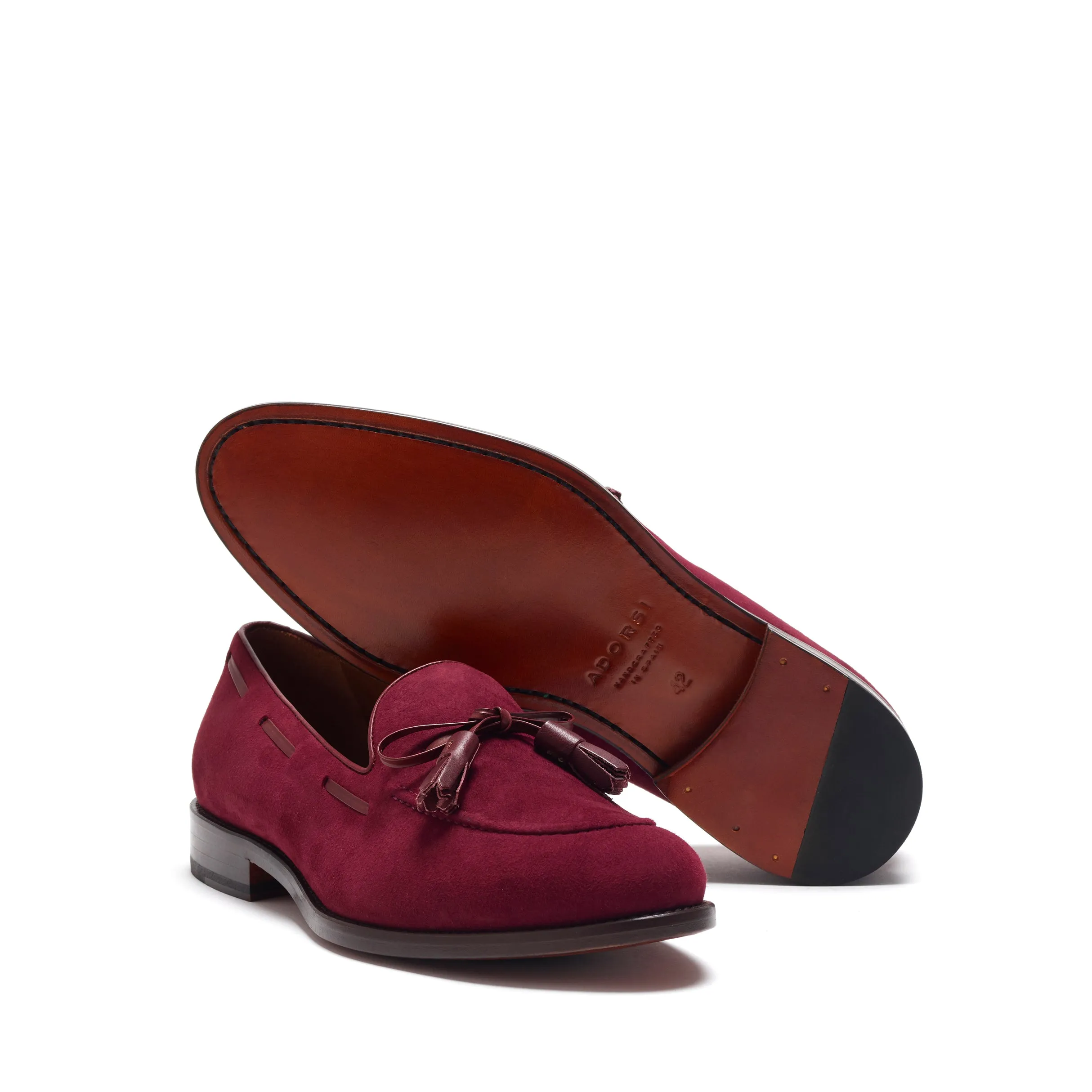 Wine Suede Laced Tassel Loafer