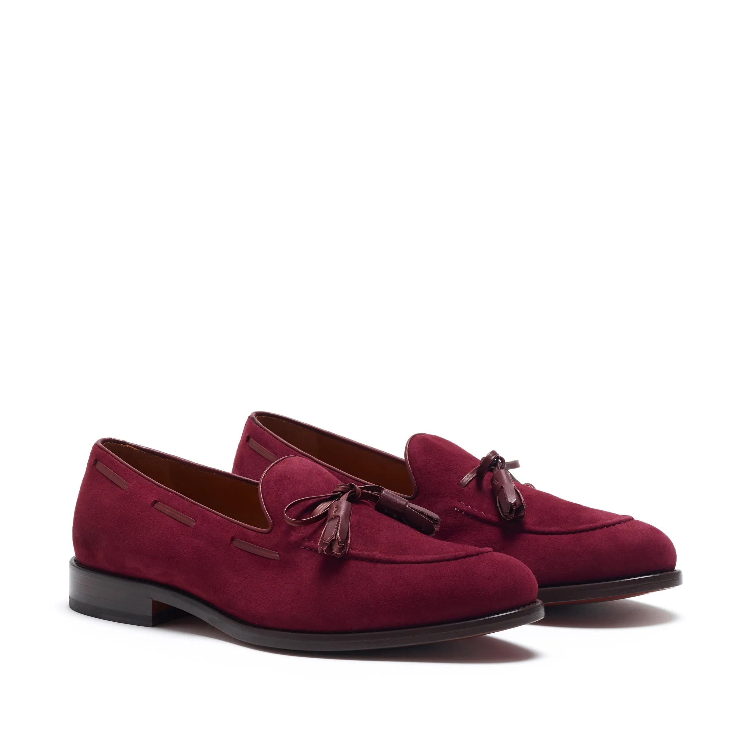 Wine Suede Laced Tassel Loafer