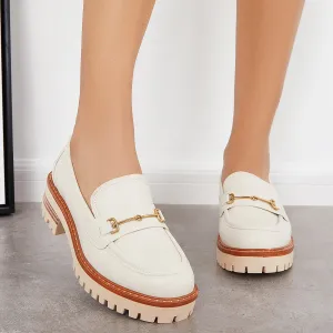 Women Comfy Round Toe Platform Loafers